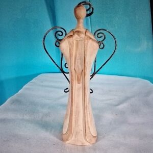 Etcetera Wooden Angel with Black Metal Wings